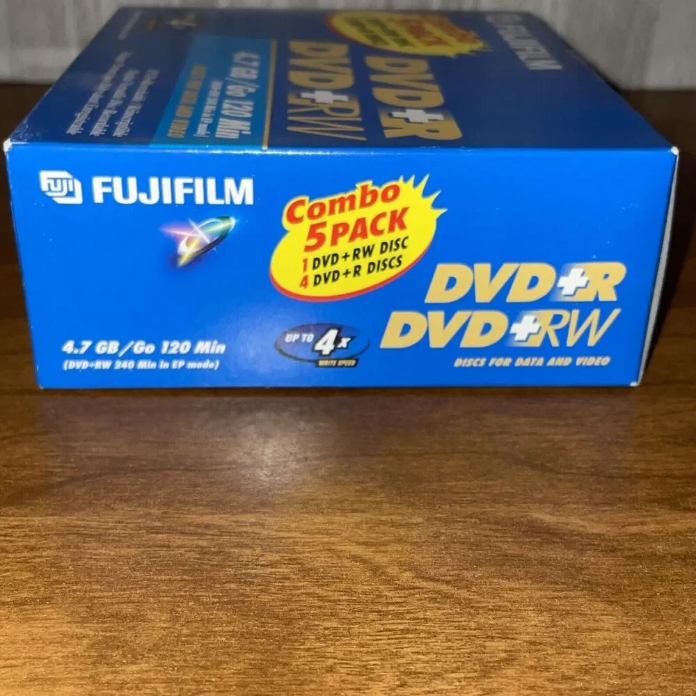 Fujifilm Combo 5 Pack DVD+RW and DVD+R Discs For Data & Video 4.7 GB Rewritable
